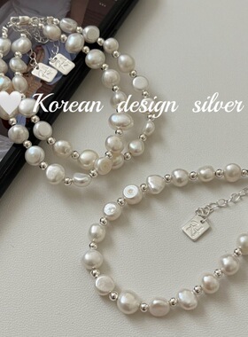韩国简约高级感手饰品 S925纯银天然珍珠手链ins风小众精致