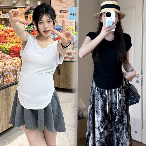 孕妇装短袖上衣夏时尚显瘦宽松遮肚子不显怀T恤百搭夏款孕妇上衣