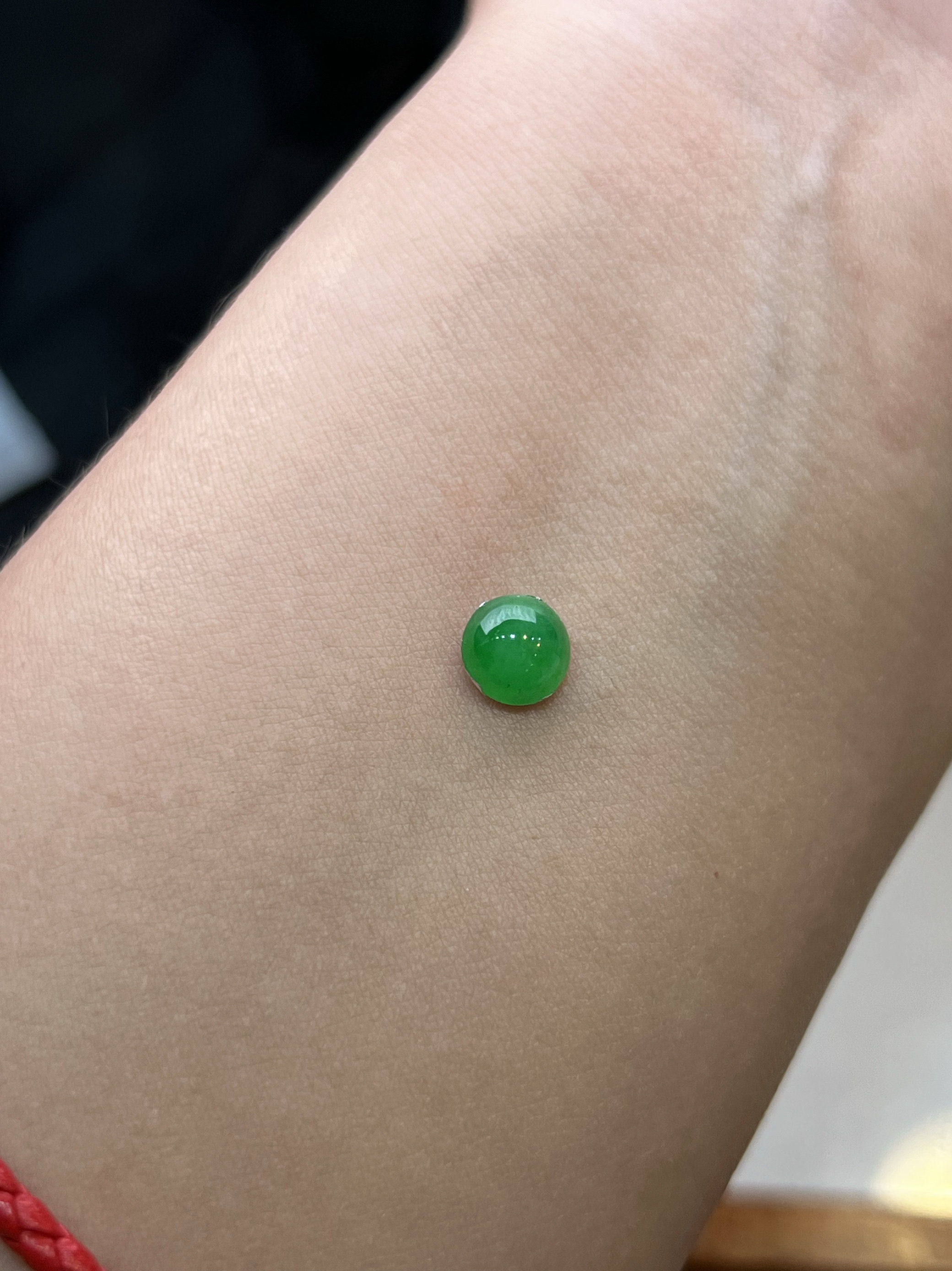 天然缅甸玉石翡翠A货冰糯种辣阳绿色正圆蛋面裸石戒面吊坠小提溜