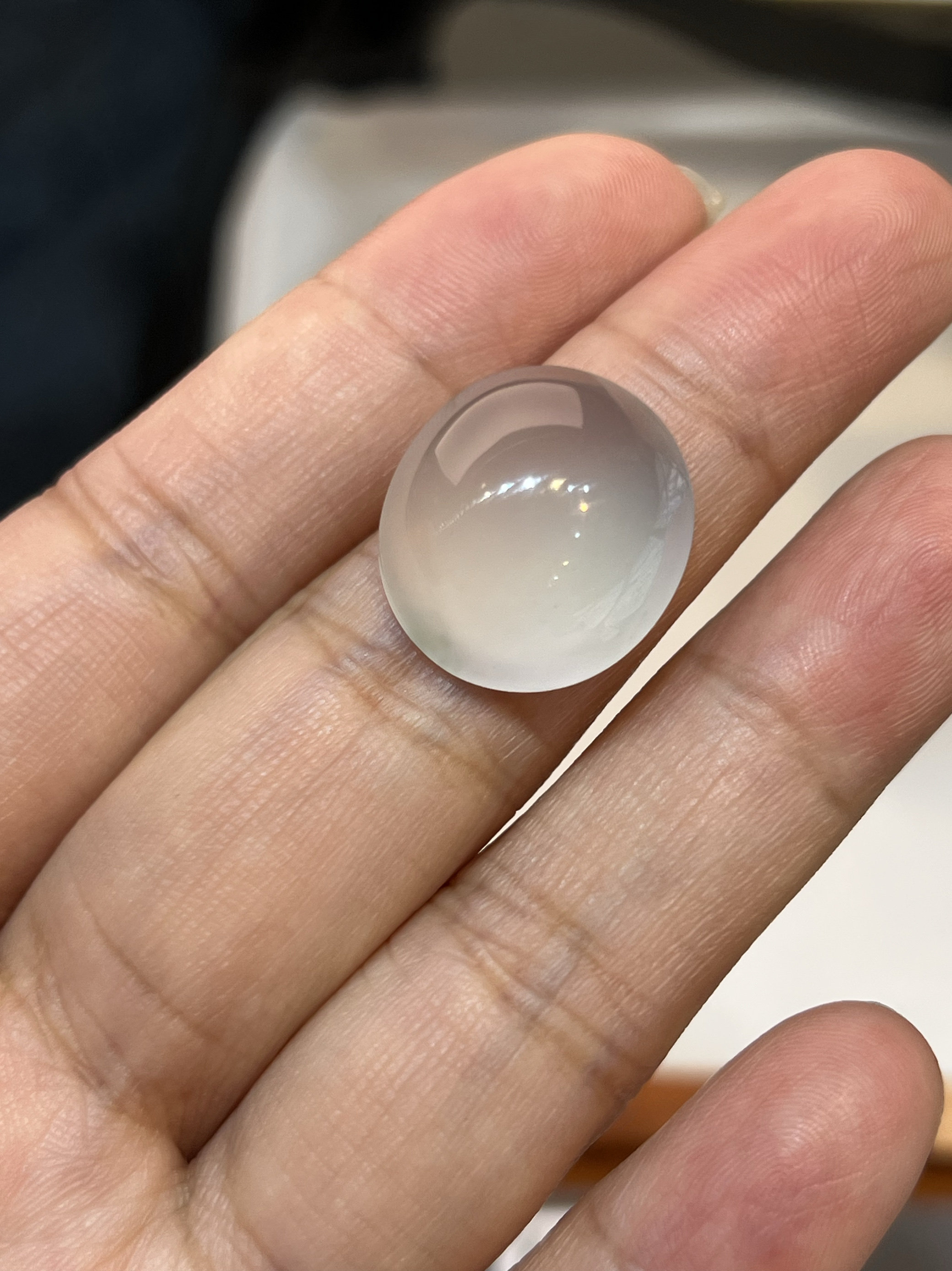 天然缅甸玉石翡翠A货冰种白月光大蛋面裸石戒面吊坠挂件项坠