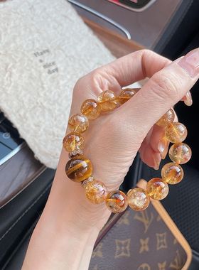 新款网红古风招财黄塔晶色虎眼石手链小众精致感叠戴闺蜜礼物