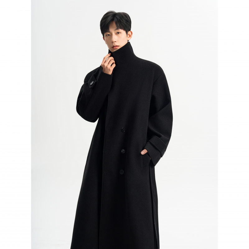 加厚毛呢大衣韩版宽松双排扣