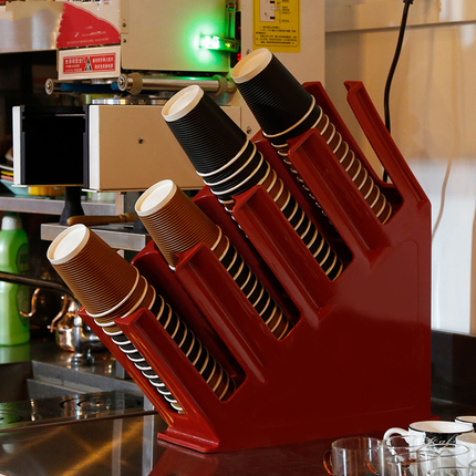 咖啡奶茶店取塑料纸分杯架 吧台摆放杯盖取杯器 一体成型外带杯架