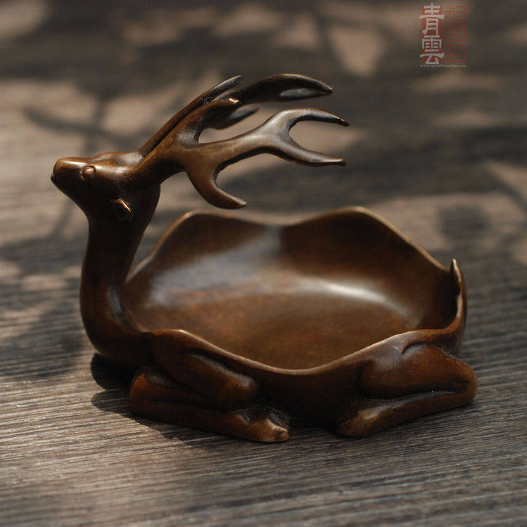 青云笔社 鹿镇  复刻海昏侯青铜镇尺 纸镇笔舔笔搁多用途文房摆件