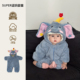 婴儿衣服秋冬季 男宝宝连体衣冬装 可爱超萌婴幼儿加绒毛毛爬周岁服