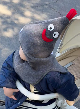 宝宝帽子秋冬超萌可爱公鸡帽婴儿卡通洋气保暖套头围巾一体帽冬款