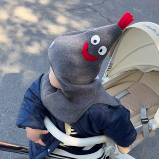 宝宝帽子秋冬超萌可爱公鸡帽婴儿卡通洋气保暖套头围巾一体帽冬款