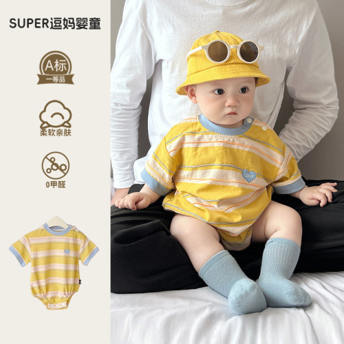 夏季新生婴儿衣服宝宝包屁衣夏装超萌韩系婴幼儿三角哈衣满月服夏