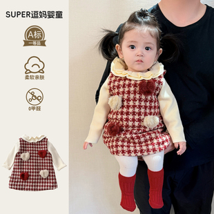 女宝宝漂亮的衣服冬韩版洋气婴儿加厚连衣裙周岁礼服冬季新款外穿