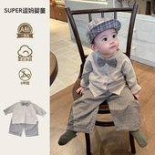 春秋款 新款 韩版 衬衣秋季 周岁服 帅气时髦婴儿绅士风长袖 男宝宝衬衫