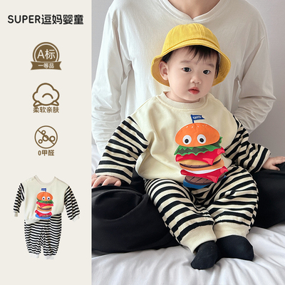 宝宝衣服秋套装超萌婴儿服秋季新款卡通卫衣裤分体套装男宝周岁服