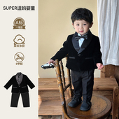洋气小西服秋 韩版 宝宝生日宴男宝西装 英伦风帅气时髦周岁礼服套装