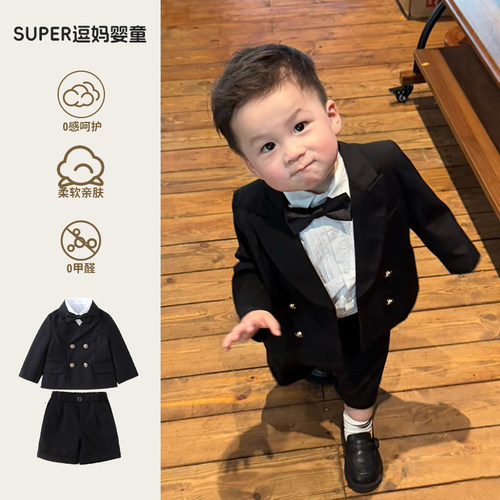 周岁男宝西装套装礼服韩版帅气时髦英伦风周岁西服外套裤子三件套
