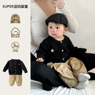 分体 宝宝开春套装 婴儿衣服春季 新款 超萌韩系婴幼儿针织外套休闲裤