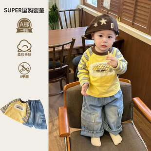 裤 一岁宝宝衣服春装 两件套潮 T洋气百搭工装 韩系男宝长袖 套装 时尚