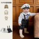 男宝帅气时髦周岁礼服婴儿衣服春装 韩版 背带T恤 时尚 宝宝分体套装