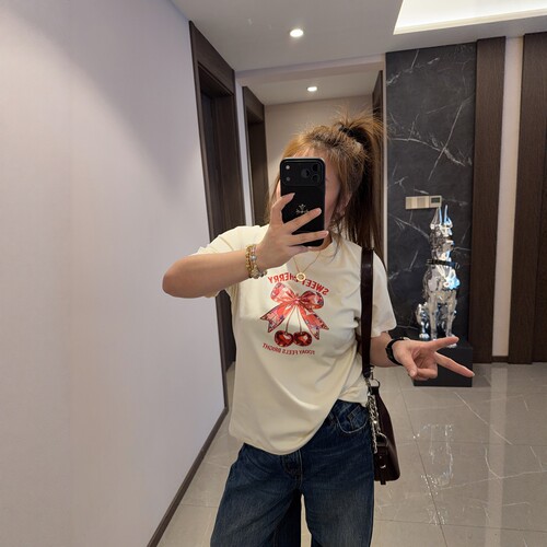樱桃 巨显瘦大码女装2026年胖mm早春装夏装新款打底T恤半袖