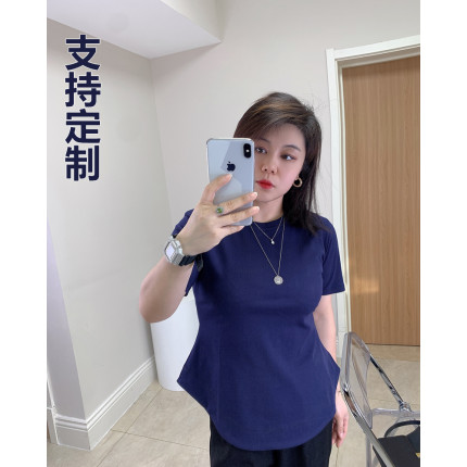 小细腰 2024年春季夏季新款大码女装套头通勤圆领短袖内搭打底T恤