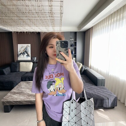 减龄唐老鸭 大码女装2025年胖mm春夏装新款短袖t恤上衣半袖打底