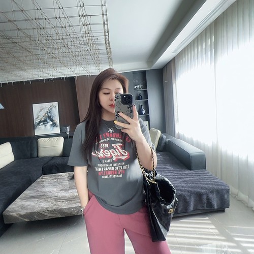 气质水泥灰大码女装短袖t恤