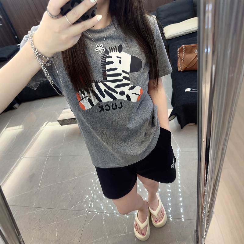 可爱斑马 大码女装春夏装新款显瘦宽松2025年胖mm短袖t恤上衣半袖