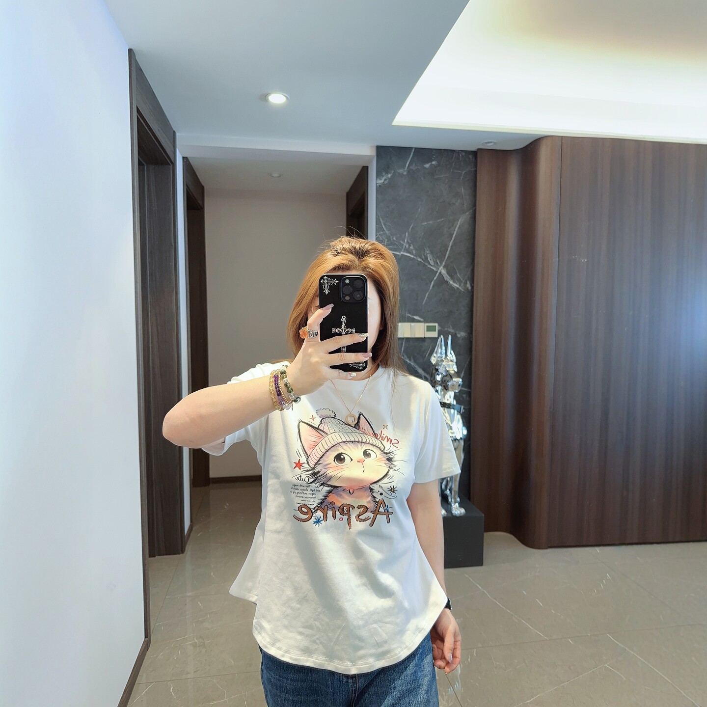 毛线猫猫 大码女装夏装新款胖MM2026年半袖收腰修身显瘦短袖t恤