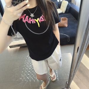 设计感链条 大码女装胖mm春夏装新款显瘦宽松遮肉短袖半袖t恤上衣