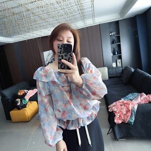 后花园  大码女装胖mm春夏装新款2025年雪纺衫木耳打底衫防晒衫