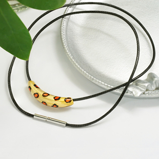 QL07441 通体18k金豹纹弯管配件百搭DIY原创小众设计 含绳