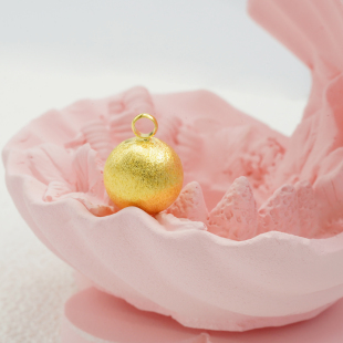 WT0555 18k金拉丝圆球吊坠女款 轻奢百搭DIY项链手链配件不脱模