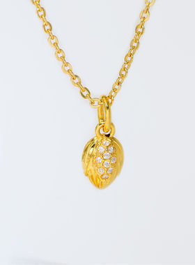 通体18k金莫桑莲子滴溜吊坠女时尚百搭DIY配件（不含链）QL07491