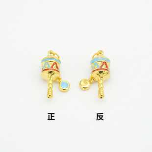 18k金拨浪鼓配件项链吊坠DIY轻奢小众不脱模 WT0267 严选