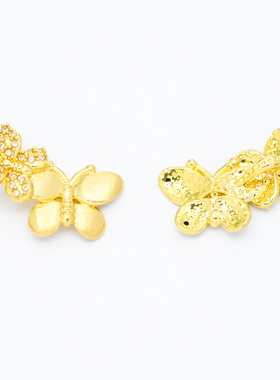 正品18k金拉丝蝴蝶双飞吊坠轻奢小众高颜值百搭配件【QL07240】