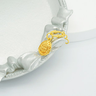 18k金黄财神小滴溜女款招财百搭DIY项链手链配件不脱模【WT0517】