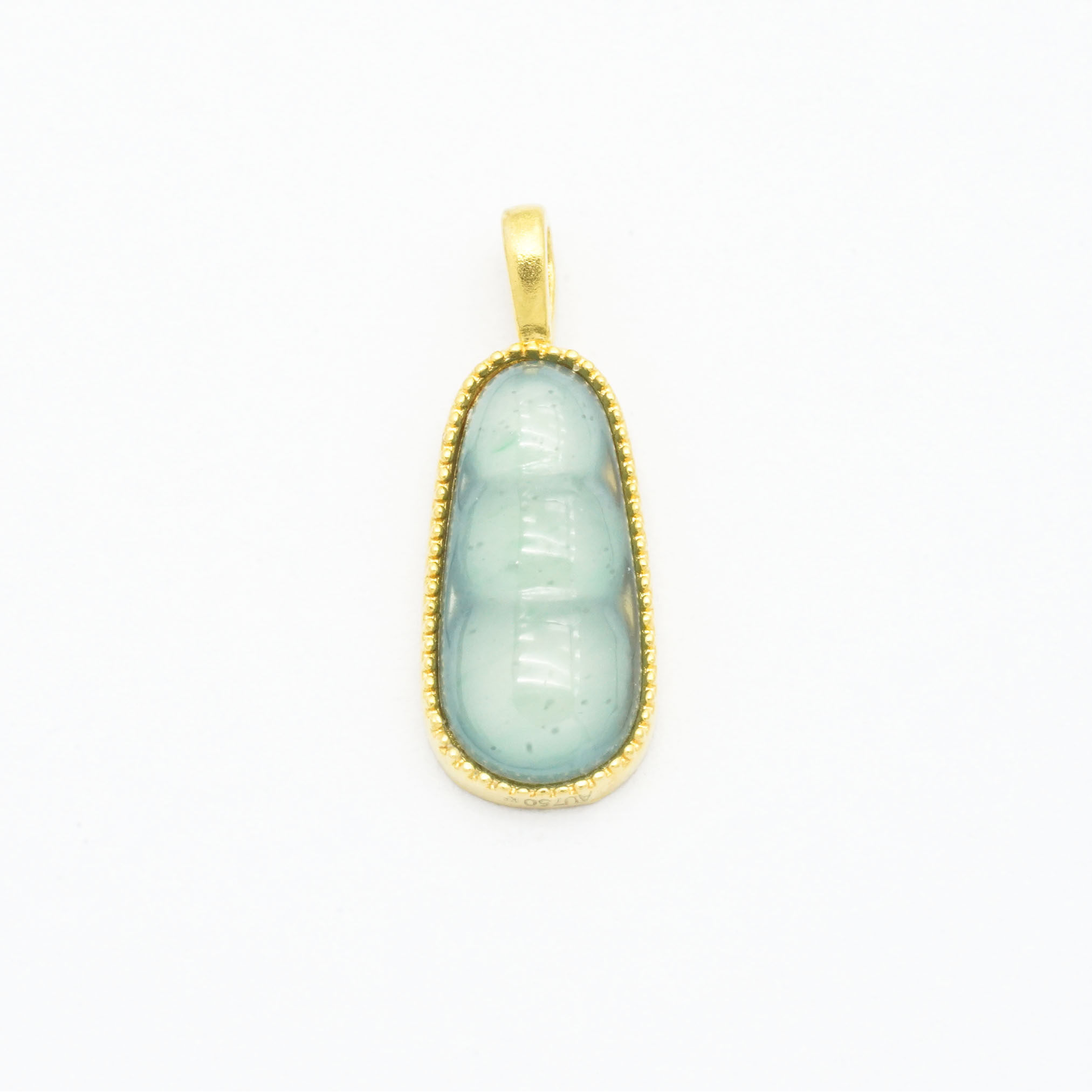 18k金翡翠福豆吊坠轻奢小众高颜值