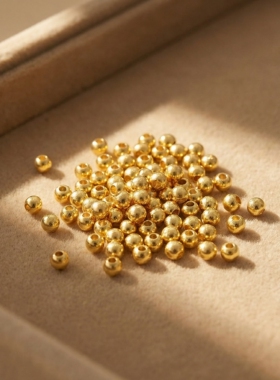 正品18k金圆珠光珠小金珠手链DIY配件（约3mm）不脱模【WT0279】