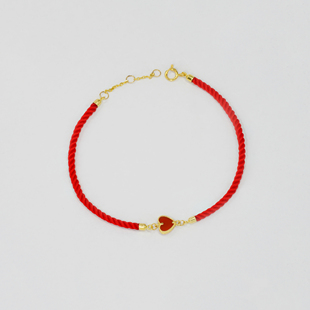 【店铺专属】通体18k金红玛瑙爱心红绳手链女款·轻奢百搭