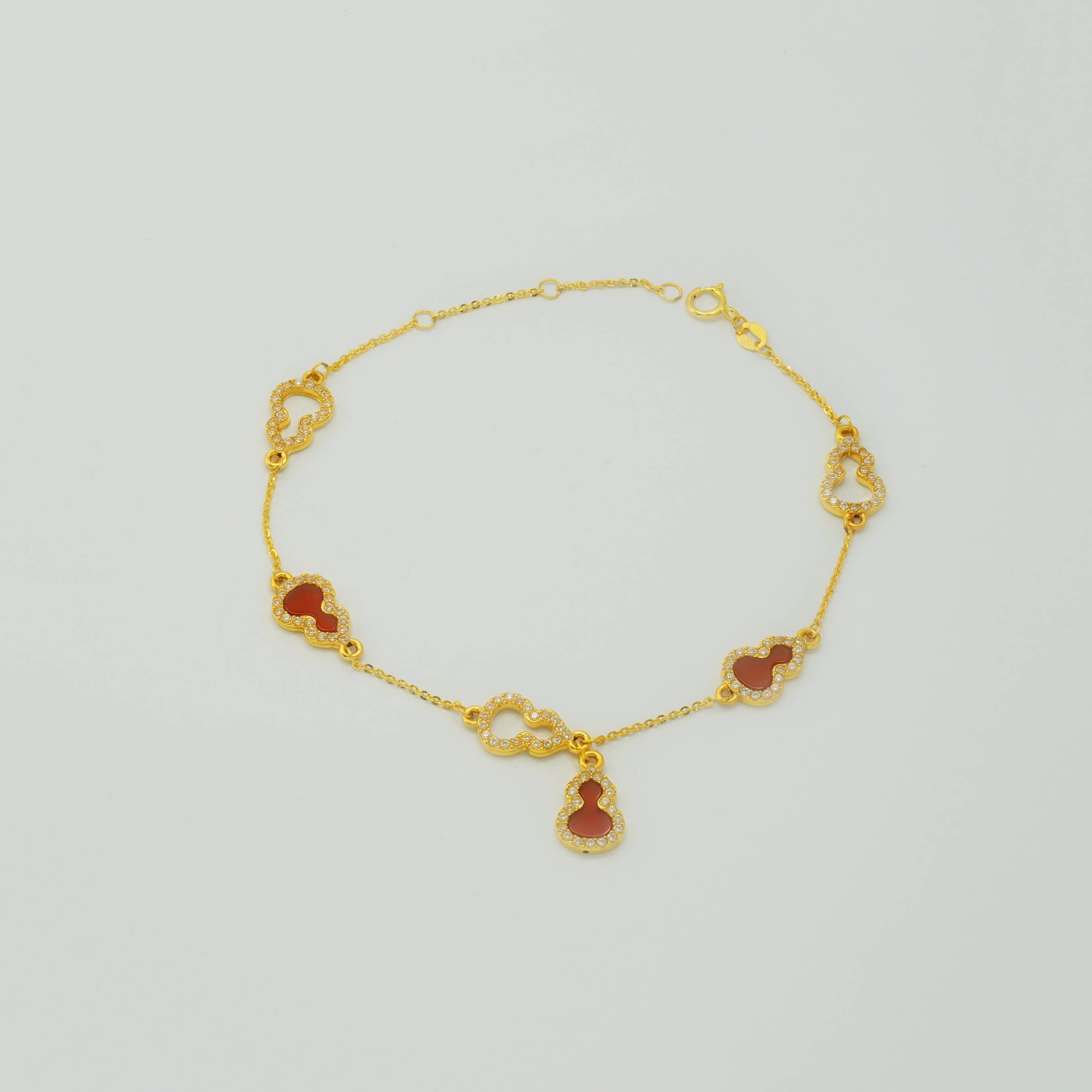 【店铺专属】18k金葫芦点钻手链【QL07390】