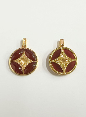 通体18k金红玛瑙钱多多吊坠【QL07555】