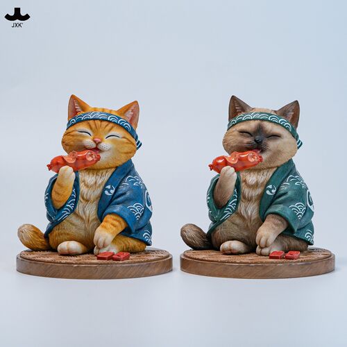 【限时15天75折预售】JXK章鱼肠猫老板模型 仿真萌宠动物手办摆件