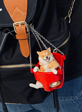 JXK 1/6荡秋千柴犬模型 仿真动物小狗周边玩偶摆件手办礼物玩具