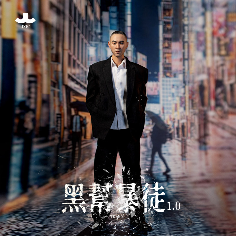 JXK1/6桂林仔寸头西装黑帮暴徒可动兵人偶手办阮经天头雕模型雕像