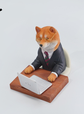 JXK加班狗打工柴犬周边仿真动物模型办公桌面摆件手办礼物潮玩偶