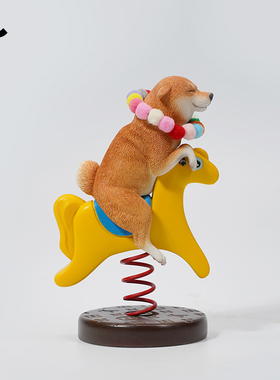 JXK 1/6摇摇马柴犬2.0模型仿真动物小狗周边黑柴汽车摆件车载手办