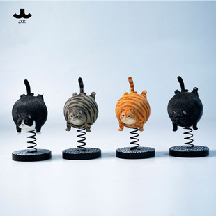 预售JXK球猫 弹簧猫咪手办摆件萌趣动物模型车载桌面装饰摆件礼物
