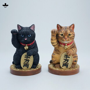 【限时15天75折预售】JXK招财猫-千万两模型仿真萌宠动物手办摆件