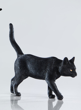 JXK田园猫小黑猫模型仿真猫咪迷你动物玩具手办桌面摆件玩偶礼物