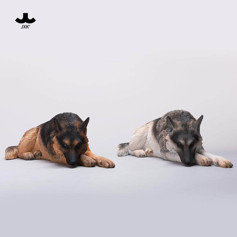 现货JXK趴姿德牧仿真牧羊犬警犬宠物狗模型GK手办摆件配1/6兵人偶
