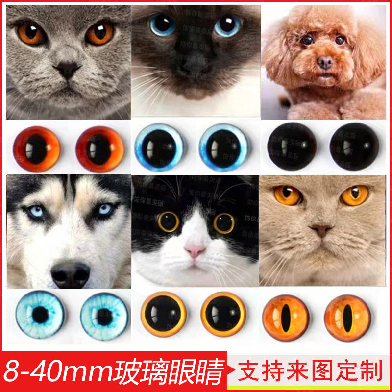 圆形玻璃眼睛羊毛毡玩偶猫咪狗狗眼片仿真猫眼手工服装帽子辅料