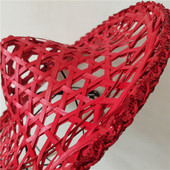 珊瑚颂舞蹈演出立体加高头饰斗笠帽道具红色经典 中国古典女子群舞